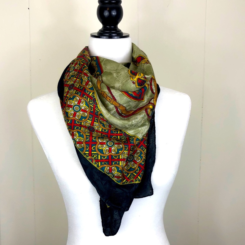 Large Vintage Royal Satin Square Scarf